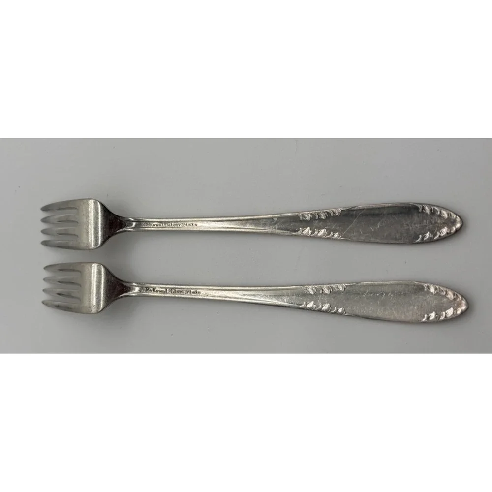 Two Vintage Royal‎ Silver Plate Forks Embossed Floral Pattern